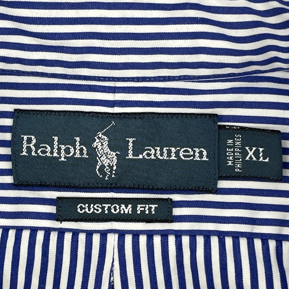 Ralph Lauren Men's Shirt Size XL Blue/White Striped Button Up Long Sleeve - Picture 7 of 9